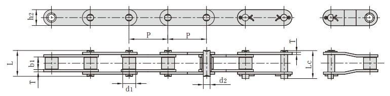 C2120H,雙節距小滾子<font color='red'>輸送</font>鏈